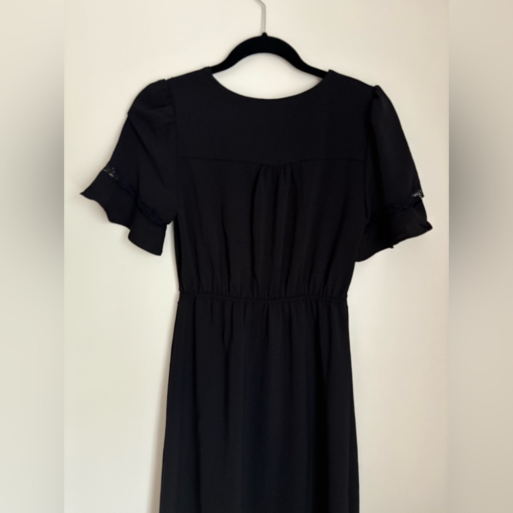 Black Ruffle Sleeve NWOT Midi Dress Coquette Fairycore Cottagecore Euro Summer - Picture 4 of 6